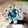 Certified 2.20ct Natural VS1/Round Cut/Blue Moissanite Ring in 18K Gold Plated Verm 18K Gold Plated