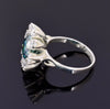 Certified 2.20ct Natural VS1/Round Cut/Blue Moissanite Ring in 18K Gold Plated Verm 18K Gold Plated