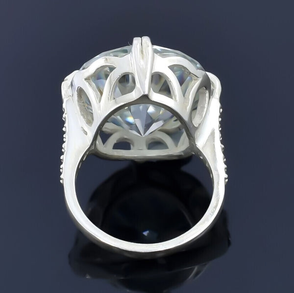 Certified Natural 10ct VS1 Round White Moissanite Ring Jewelry 18K Gold Plated Verm 18K Gold Plated