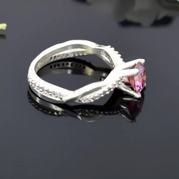 Certified 1.25ct Natural Round VVS1 Pink Moissanite Solitaire Ring in 18K Gold Plat 18K Gold Plated