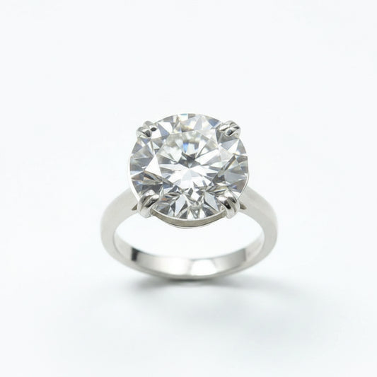 Certified Natural 10ct VS1 Round White Moissanite Ring Jewelry 18K Gold Plated Verm 18K Gold Plated