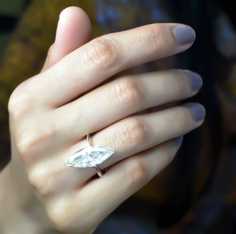 Certified Natural AAA 5.80ct VS1 White Moissanite Handmade Ring 18K Gold Plated Ver 18K Gold Plated