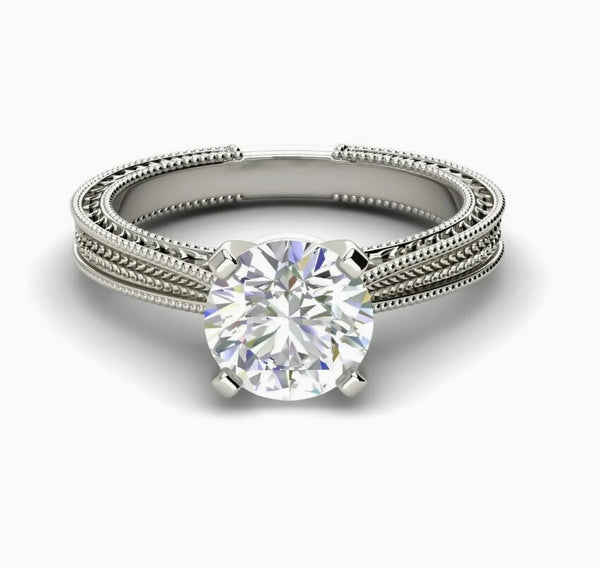 Certified 3ct Natural VVS2 F Moissanite Ring for Gift in Solid 18K Gold Plated Verm 18K Gold Plated