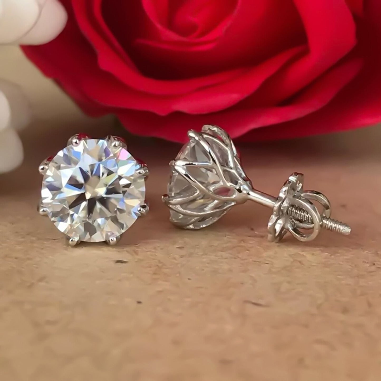 12 Ct Certified F VS1 Moissanite Earrings In Vermeil 925 Silver For Women