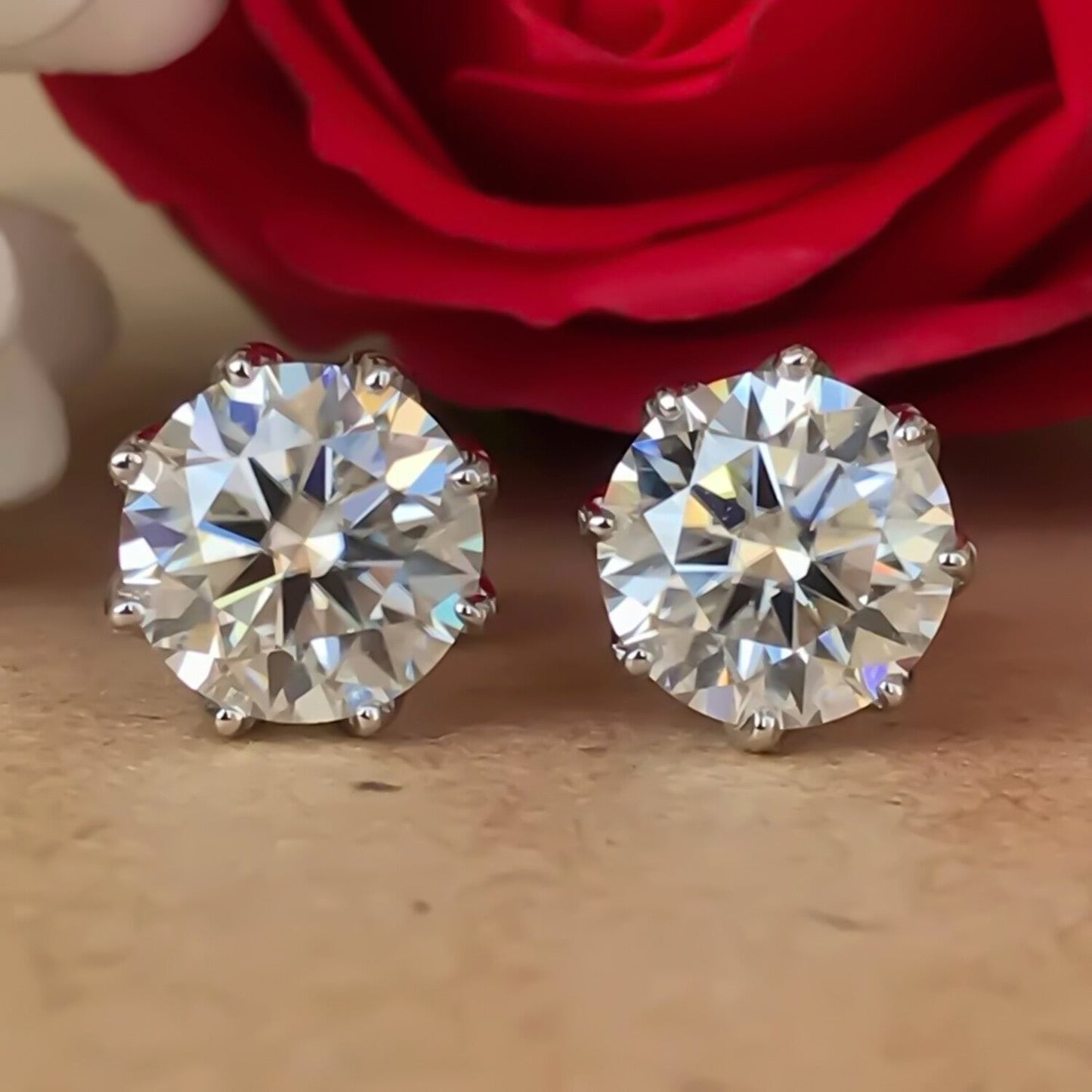 12 Ct Certified F VS1 Moissanite Earrings In Vermeil 925 Silver For Women