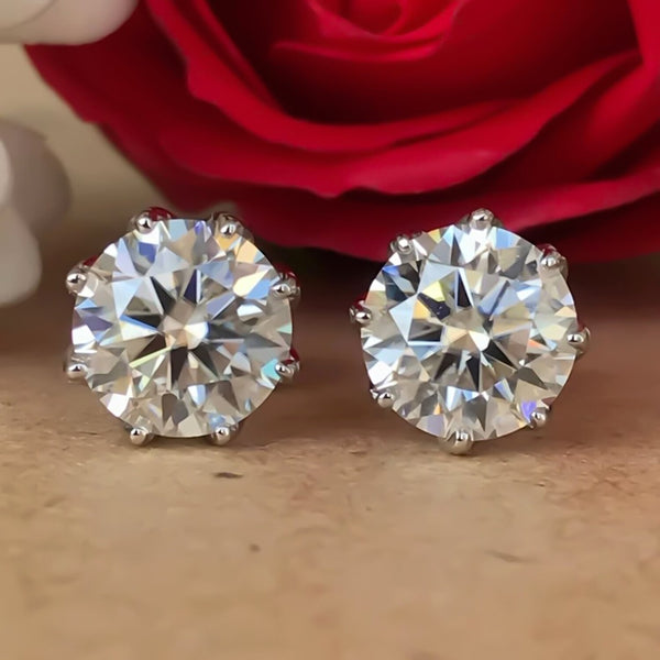 12 Ct Certified F VS1 Moissanite Earrings In Vermeil 925 Silver For Women