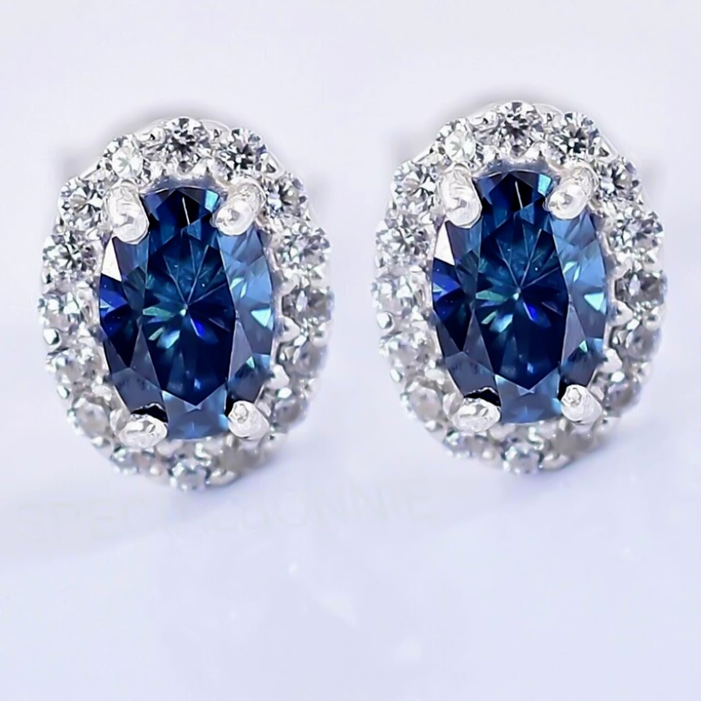 2.00 Ct Certified Blue Moissanite Stud Earrings in Gold Vermeil For Women - GEMHUB & CO.