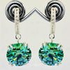 15 Ct Certified Blue Moissanite Dangler Earrings Gold Vermeil For Birthday - GEMHUB & CO.