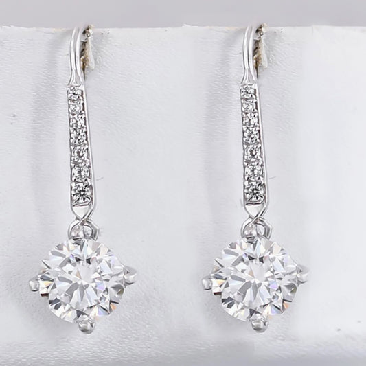 8.00 Ct Certified White Moissanite Dangler Earrings in Gold Vermeil For Women - GEMHUB & CO.