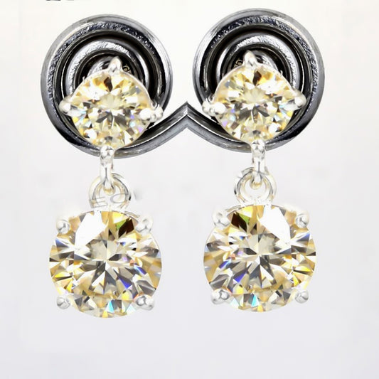 7.00 Ct Certified Champagne Moissanite Earrings in Gold Vermeil For Wedding - GEMHUB & CO.