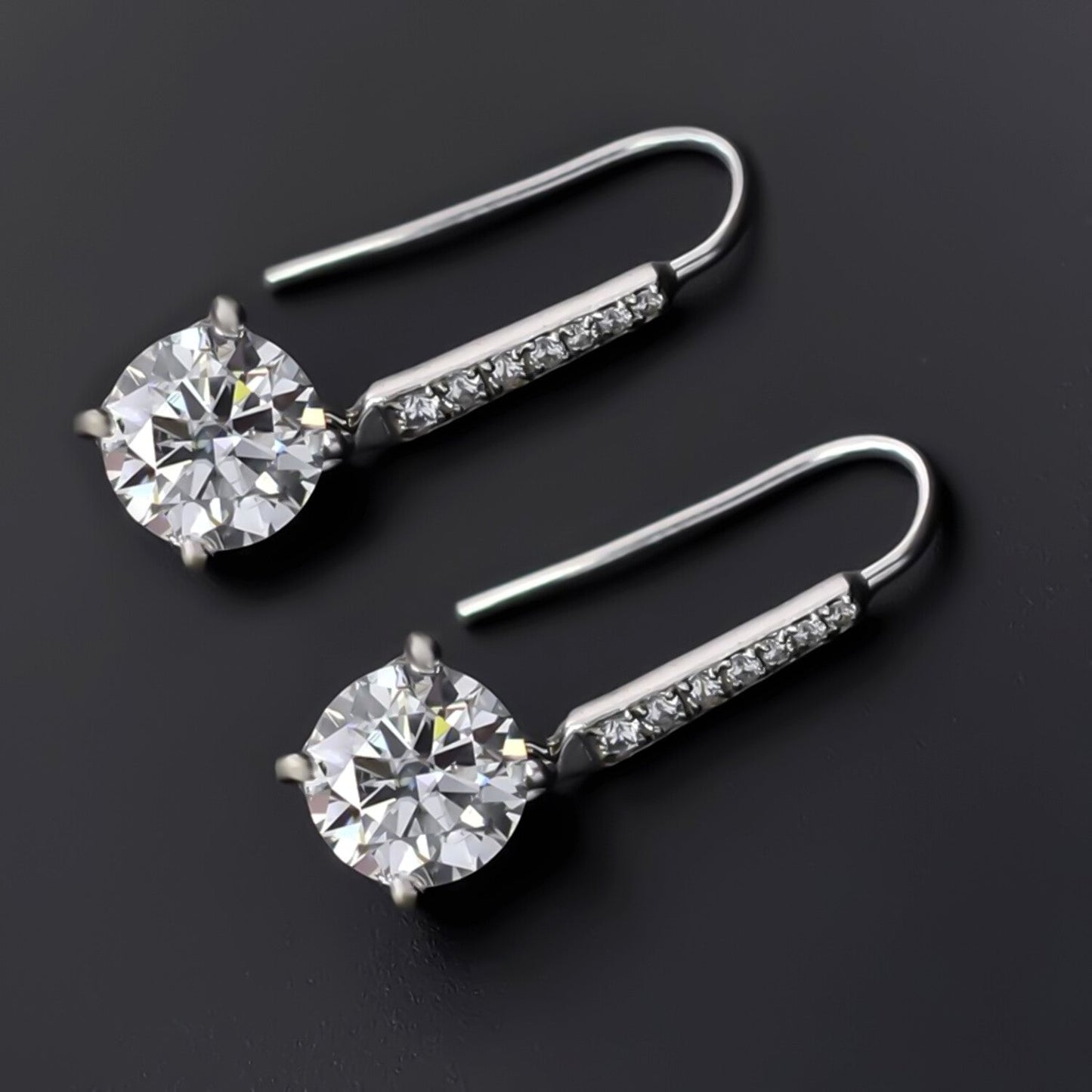 8.00 Ct Certified White Moissanite Dangler Earrings in Gold Vermeil For Women