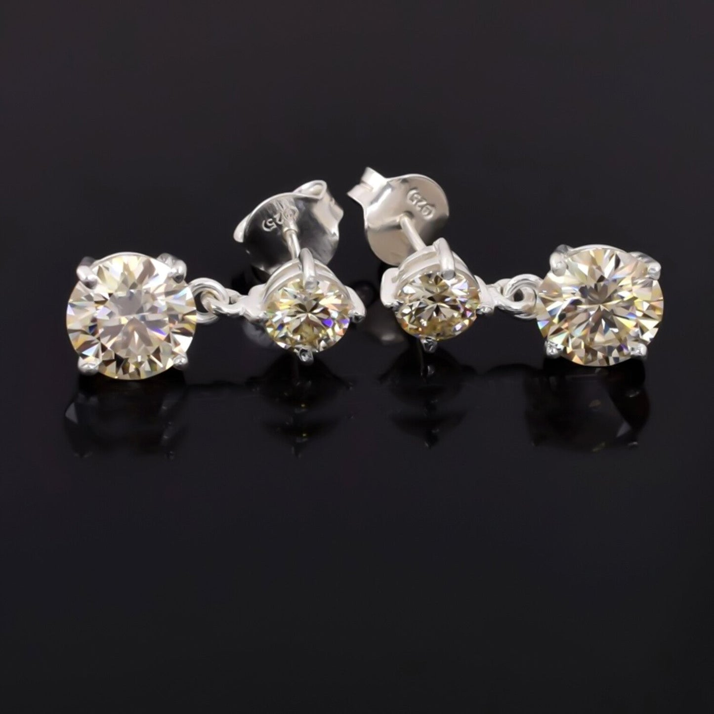 7.00 Ct Certified Champagne Moissanite Earrings in Gold Vermeil For Wedding