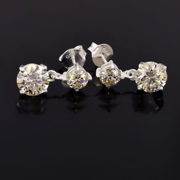 7.00 Ct Certified Champagne Moissanite Earrings in Gold Vermeil For Wedding