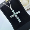 3.00 Ct Certified Round Cut Blue Moissanite Cross Vermeil 925 Silver Pendant - View 4 - GEMHUB & CO.