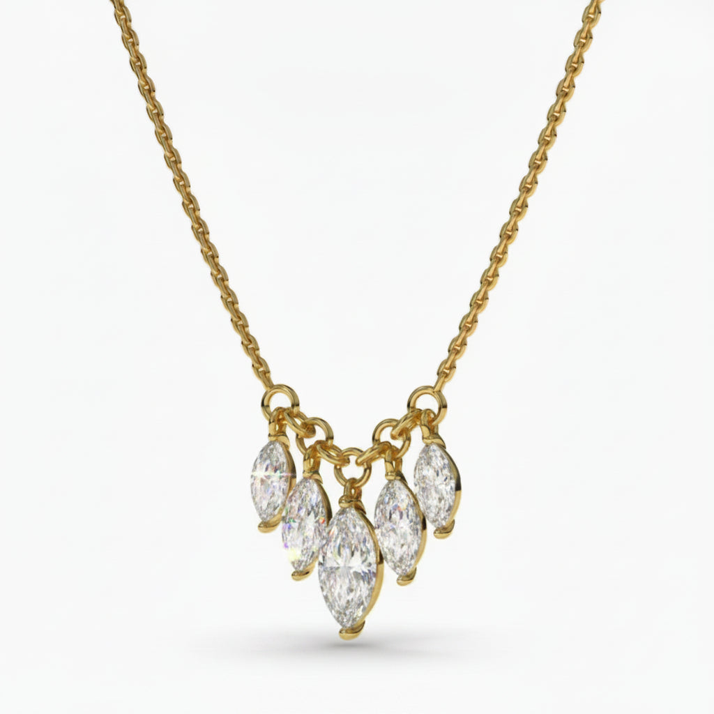 3Ct Certified Marquise Cut White Moissanite Solitaire Pendant 18K Gold Plated Verme 18K Gold Plated