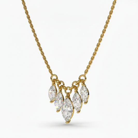 3Ct Certified Marquise Cut White Moissanite Solitaire Pendant 18K Gold Plated Verme 18K Gold Plated