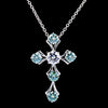 5.00 Ct Round Cut Blue & White Moissanite In Gold Vermeil Cross necklace - GEMHUB & CO.