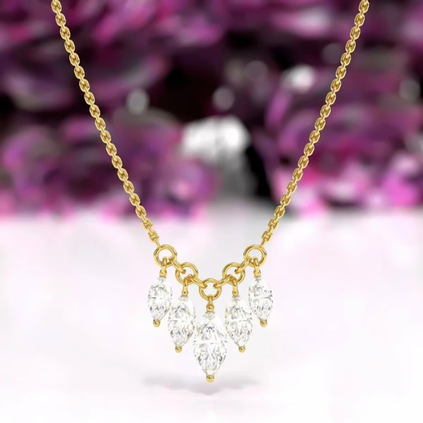 3Ct Certified Marquise Cut White Moissanite Solitaire Pendant 18K Gold Plated Verme 18K Gold Plated