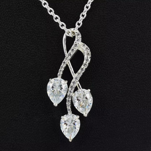 3.35 Ct Certified Pear Cut White Moissanite Pendant In Vermeil 925 Silver - GEMHUB & CO.