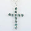 3.00 Ct Certified Round Cut Blue Moissanite Cross Vermeil 925 Silver Pendant - GEMHUB & CO.