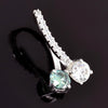 2.40 Ct Certified Round White & Blue Moissanite Pendant In 18K Gold Plated
