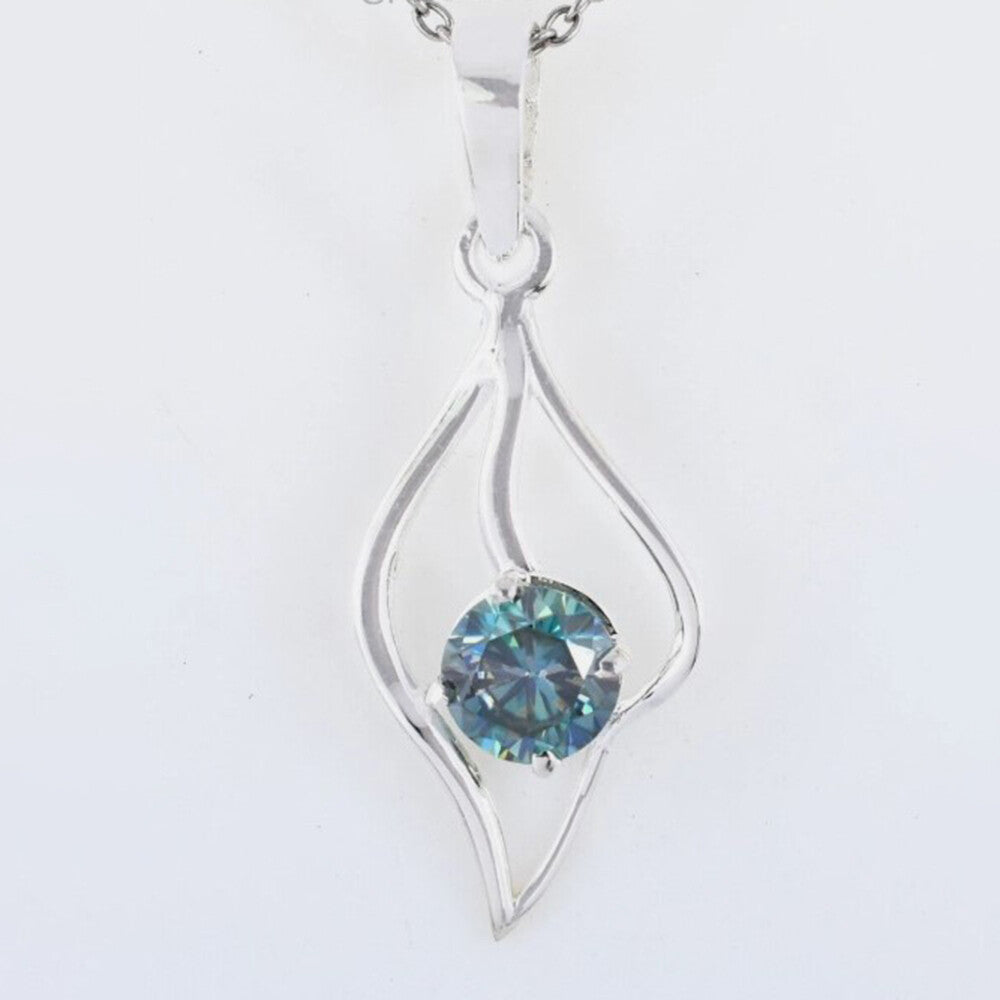 Stunning 1.40 Ct Certified Blue Moissanite Pendant In Gold Vermeil - GEMHUB & CO.