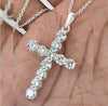 11 Ct Certified White Moissanite Cross Pendant In Vermeil 925 Silver For Love - GEMHUB & CO.