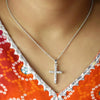 Gorgeous 1.10 Ct Certified 3mm Moissanite Cross Pendant In Vermeil 925 Silver - View 2 - GEMHUB & CO.
