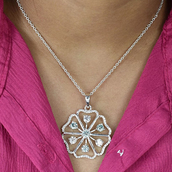 3.5Ct Certified Round Cut Moissanite Solitaire Pendant In Gold Vermeil - View 3 - GEMHUB & CO.