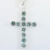 5.5 Ct Certified Round Cut Blue Moissanite Cross In Vermeil 925 Silver Pendant - GEMHUB & CO.