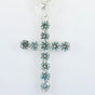 5.5 Ct Certified Round Cut Blue Moissanite Cross In Vermeil 925 Silver Pendant