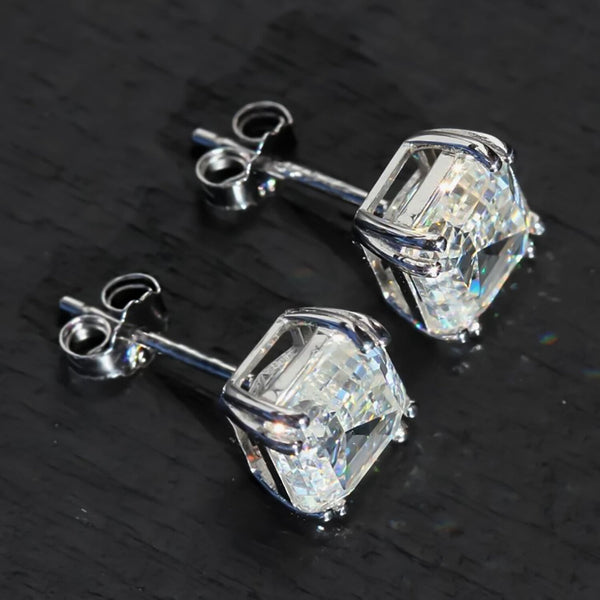 5.00 Ct White Moissanite Solitaire Studs In Gold Vermeil For Girls