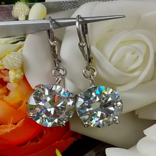 7.3 Ct White Moissanite Solitaire Dangler Earrings In Gold Vermeil - GEMHUB & CO.