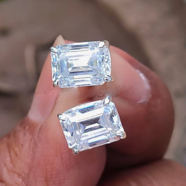 5.00 Ct White Moissanite Solitaire Studs In Gold Vermeil For Birthday