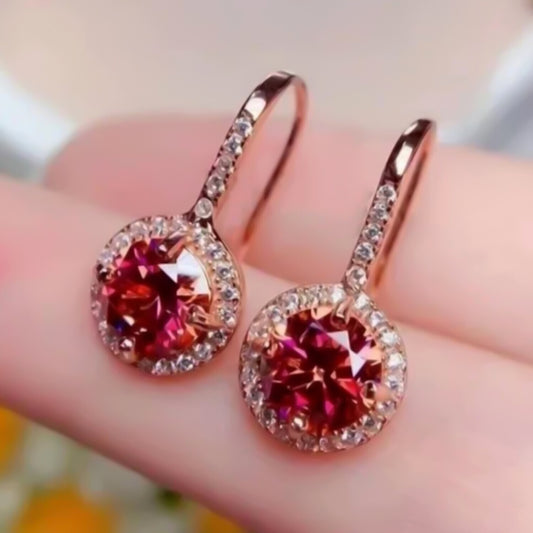 4.00 Ct Certified Pink Moissanite Solitaire Earrings In Gold Vermeil - GEMHUB & CO.