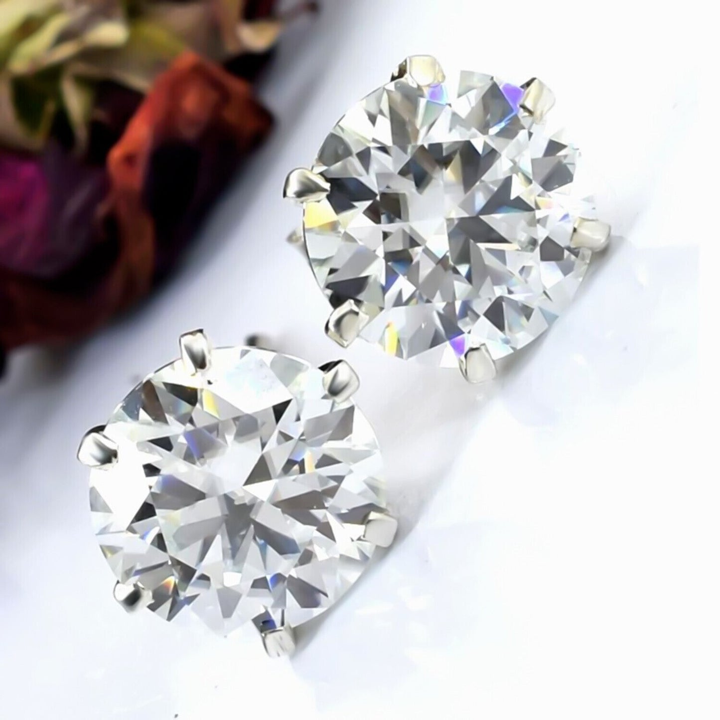 9.00 Ct Certified White Moissanite Solitaire Studs In Gold Vermeil