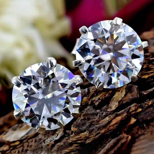 9.00 Ct Certified White Moissanite Solitaire Studs In Gold Vermeil - GEMHUB & CO.