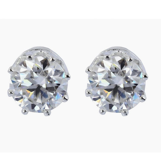 5.00 Ct Certified White Moissanite Solitaire Studs In Gold Vermeil - GEMHUB & CO.