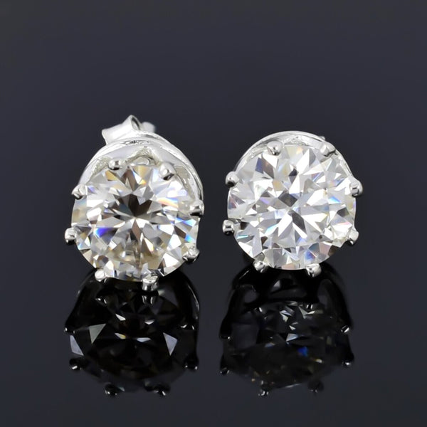 5.00 Ct Certified White Moissanite Solitaire Studs In Gold Vermeil