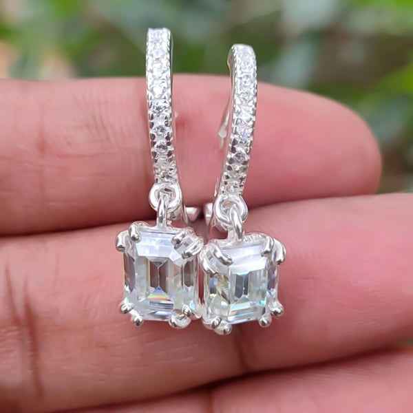 5Ct White Moissanite Solitaire Earrings With Accents In Gold Vermeil