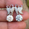 Certified 5 Ct White Moissanite Butterfly Designer Studs Earrings Gold Vermeil - GEMHUB & CO.
