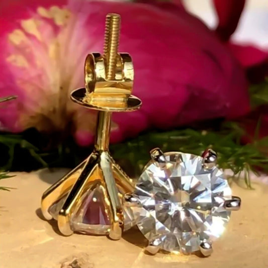 4.00 Ct Certified White Moissanite Studs In Yellow Gold Finish Gold Vermeil