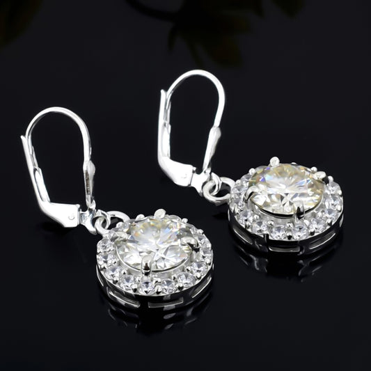 4 Ct Certified White Moissanite Solitaire Dangler Earrings In Gold Vermeil - GEMHUB & CO.