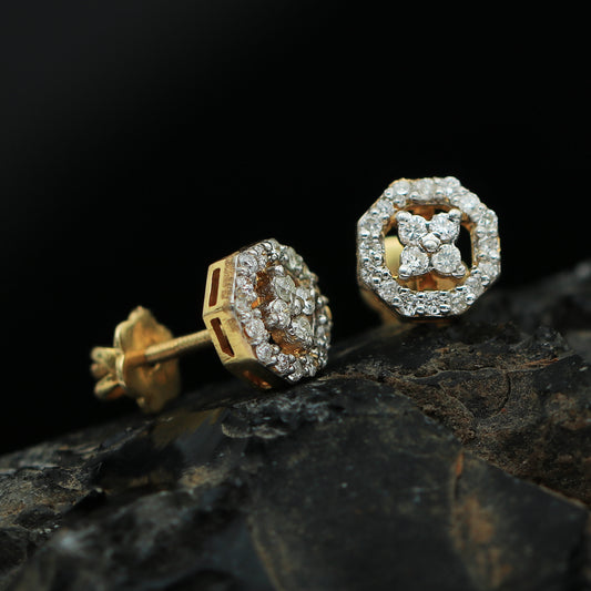 Certified 18K Yellow Gold Diamond Stud Earrings 0.48 Ct. for Women