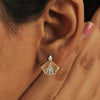 IGI Certified 18K Yellow Gold Stud Earrings with Natural Diamond - view 4