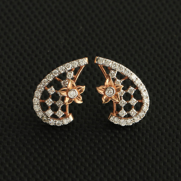 IGI Certified 18K Rose Gold Natural Diamond Curved Teardrop Earrings 0.55 Ct.