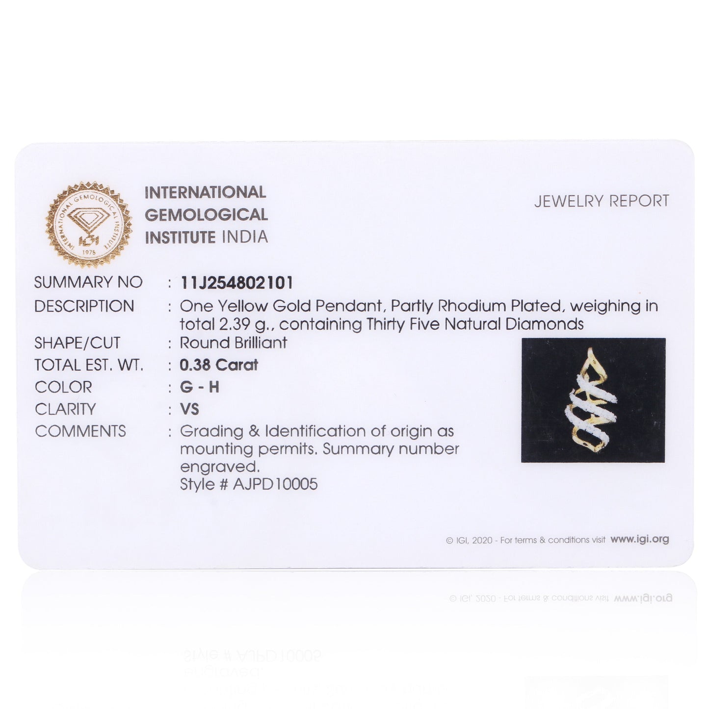 IGI Certified 0.38 Ct. Natural Diamond Pendant in 18K Gold Luxury For Women - view 4