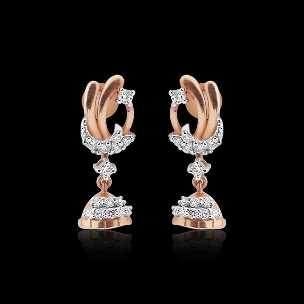 IGI Certified 0.42 Ct Diamond Stud Earrings 18k Gold Tops For Jewelry