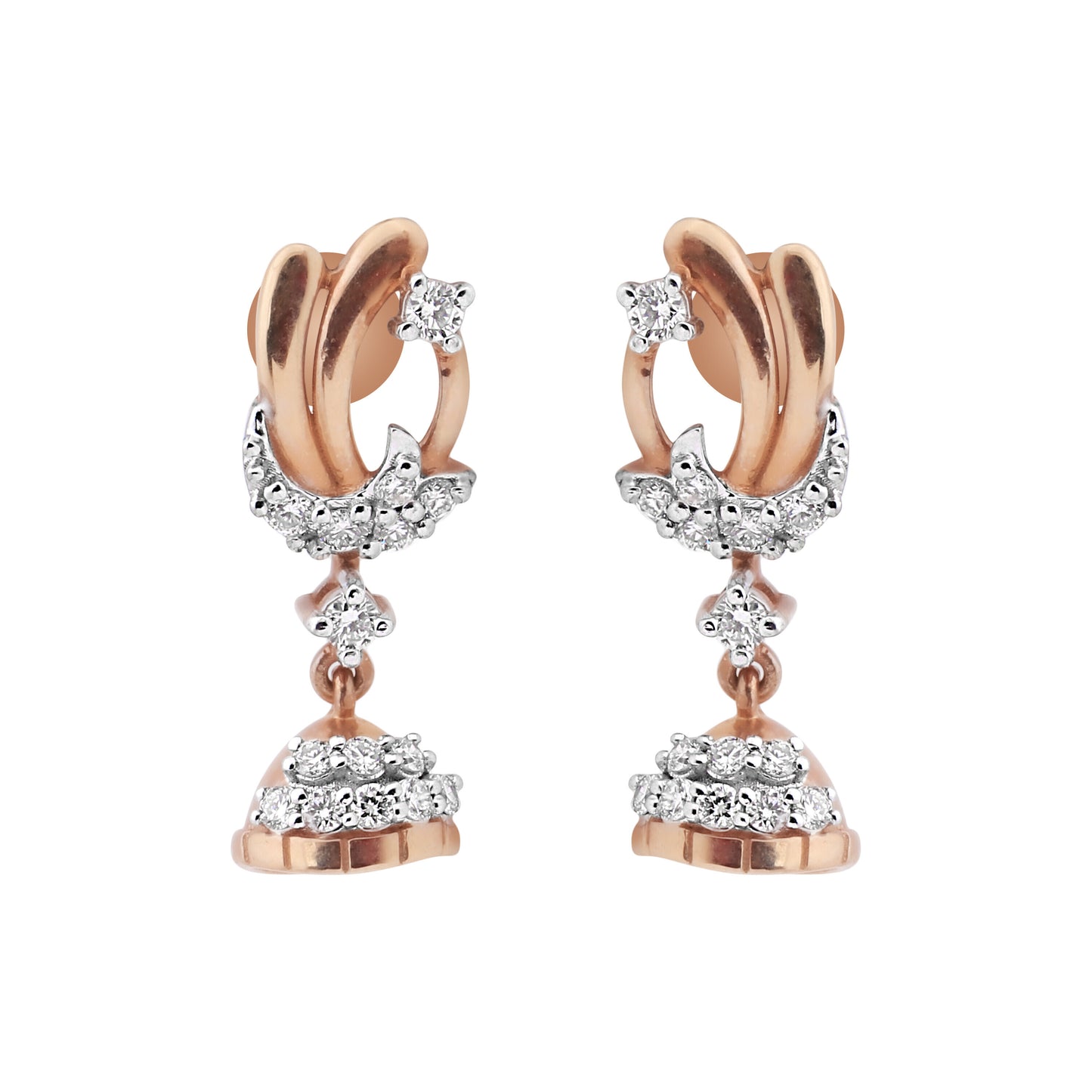 IGI Certified 0.42 Ct Diamond Stud Earrings 18k Gold Tops For Jewelry