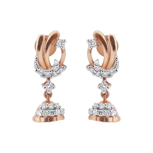 IGI Certified 0.42 Ct Diamond Stud Earrings 18k Gold Tops For Jewelry